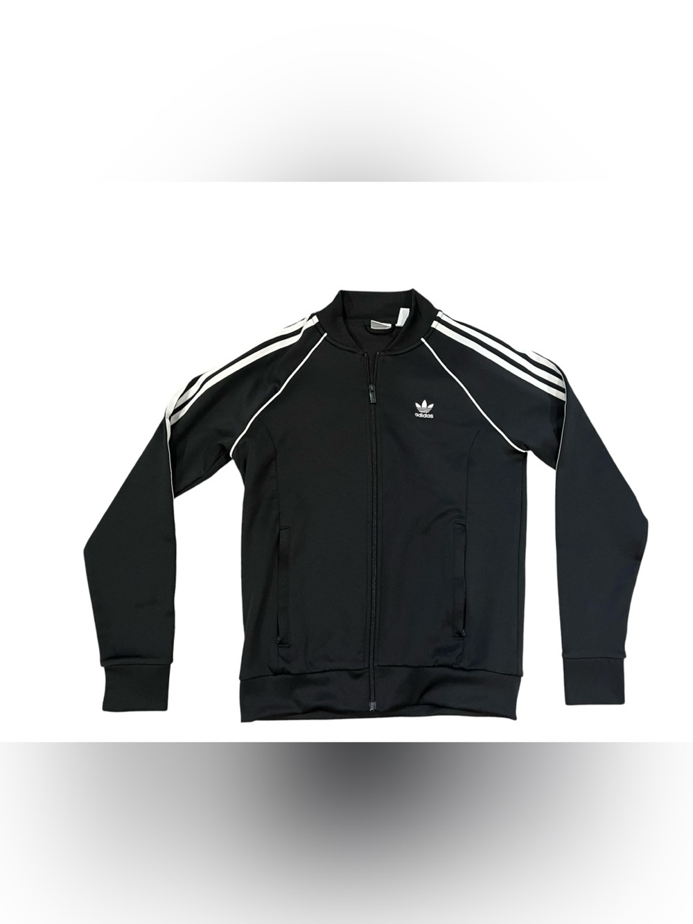 adidas Black and White Trefoil Track Windbreaker